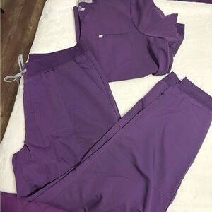 Fabletics Purple Scrub Set size XL (vital 1 pocket top and on-call jogger)